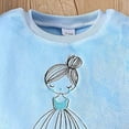 thumbnail image 5 of NOLDARES Toddler Kid Girl 2 Piece Winter Clothes CartoonPrint Long Sleeve Soft Sweatshirt and Pants Outfits Clothing(Light Blue,3-4 Y), 5 of 7