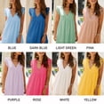 thumbnail image 3 of Moda mujer vestido de color sólido con cuello en V manga corta ahueca hacia fuera el mini MABOTO Azul/Grande, 3 of 7