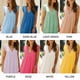thumbnail image 3 of Moda mujer vestido de color sólido con cuello en V manga corta ahueca hacia fuera el mini vesti Irfora Vestido de color liso, 3 of 7