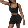 thumbnail image 2 of Idoravan Women Sets Clothing Clearance Fashion Women Two-Piece Round Neck Solid Sexy Sleeveless Tops and Short Pants Sets, 2 of 8