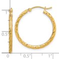 thumbnail image 2 of 14k Solid Yellow Gold Polished and Satin Sparkle-Cut 2.05mm Hoop Earrings 26.5x24.9mm Wide 2mm Thick Hoop Earring for Wo, 2 of 2