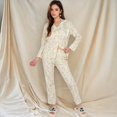 thumbnail image 3 of Women's Floral Print Button-Up Long Sleeve Pajama Set with Ruffle Details - Medium, Blue, 3 of 7