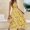 004 Yellow, variant on Women's Floral Printed Boho Maxi Dress Square Neck Strapped Swing A Line Sundress Beach Long Outfits