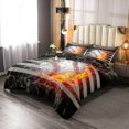 thumbnail image 2 of American Flag Comforter Set, Baseball Bedding Set King for Kids Boys Teens Bedroom Decor, Camouflage Down Comforter USA Federations Stars Sports Games Quilted Duvet with 2 Pillow Cases, Red Black, 2 of 5
