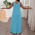 thumbnail image 5 of Karymi Summer Dress Plus Size Solid Maxi Dress, Casual Round Neck Sleeveless Tank Dress with Side Pockets, Loose Fit Flowy Long Dress Cocktail Dresses for Women, 5 of 6