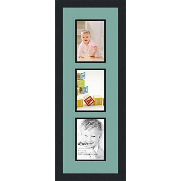 collage photo frame double mat with 3 5x7 openings black frame and