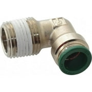 Parker 1/2" Outside Diam, 1/2 NPTF, Nickel Plated Brass Push-to-Connect Tube Male Elbow 300 Max psi, Tube to Male NPT Connection, Buna-N O-Ring