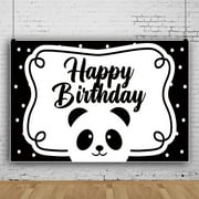Happy Birthday Photography Background Panda Black White Themed Backdrop Kids Boy Girl Birthday Party Banner for Birthday Party Decoration Props Cake Table Banner