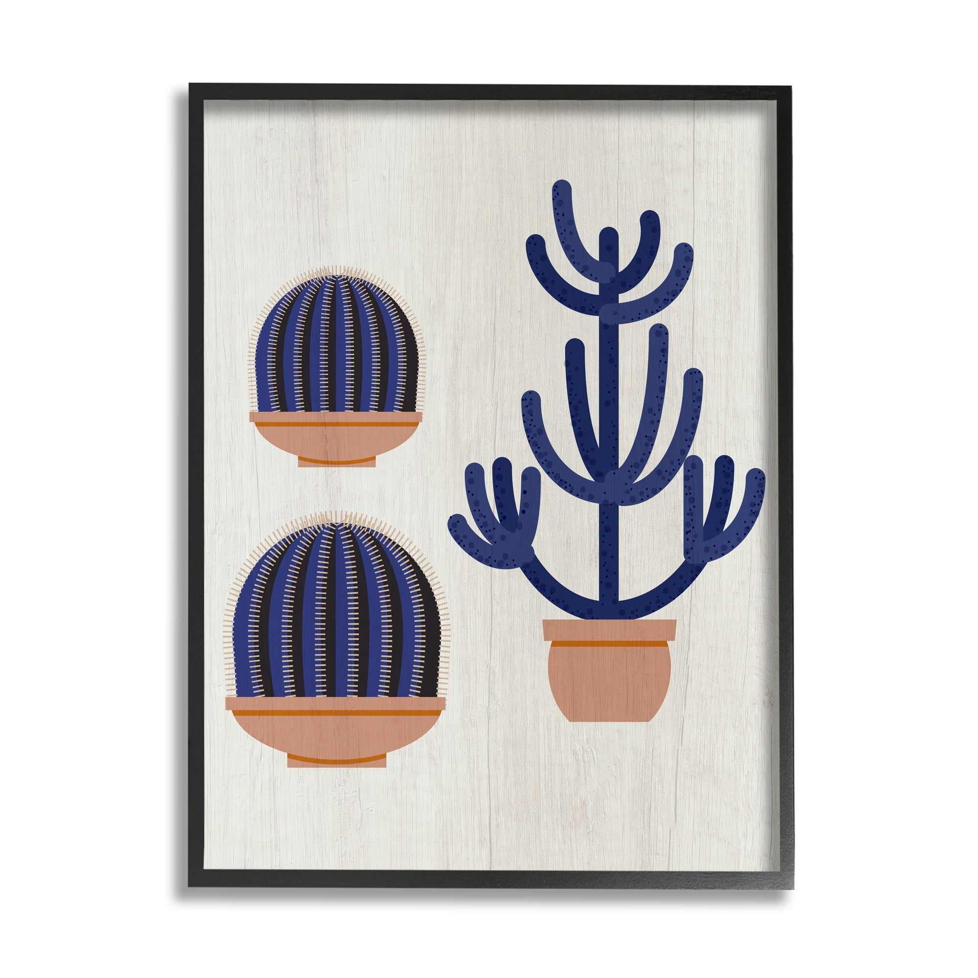 Stupell Industries Modern Cactus Trio Abstract Blue Cacti Potted, 24 x 30,Design by Daphne Polselli