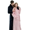 thumbnail image 4 of Mens Long Sleeve Flannel Plush Bathrobe,Full Length Long Bathrobe Waffle Plaid Cuff Shawl Collar Bathing Robe,Plus Size Heavyweight Winter Warm Pajamas Loungewear Robe,S-L Blue, 4 of 7