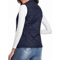 thumbnail image 5 of Women'S Stand Collar Zipper Padded Quilted Vest with Pockets Dark Blue L, 5 of 10