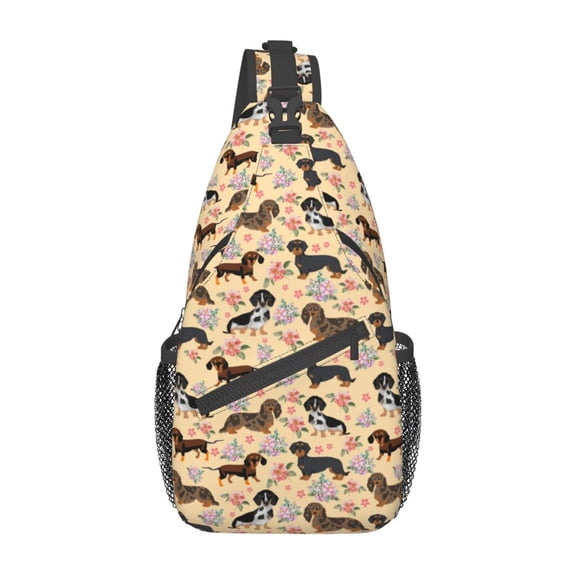 Dachshund Sausage Dogs Sling Crossbody Backpack Chest Bag | Lightweight, Shoulder Bag, Travel Hiking Cycling, For Men Women