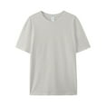 thumbnail image 3 of IYYVV Men's Oversized T-Shirts Cotton Unisex Crew Neck Heavyweight Loose Fit Short Sleeve Shirt Classic Soft Tees Light Gray 2XL, 3 of 3