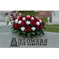 thumbnail image 5 of Sympathy Silks Artificial Cemetery Flowers 30" Red Open Rose/White Mum Saddle for Headstone, 5 of 9