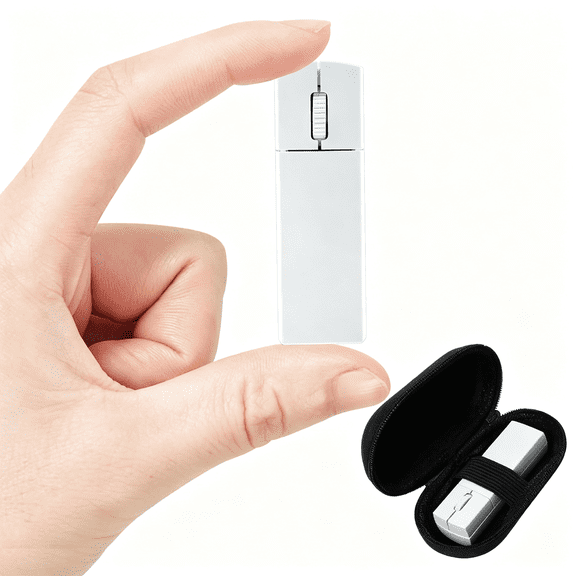 GJX Mini Wireless Mouse Small Rechargeable Bluetooth 5.0 and 2.4G,Silent Finger Cordless Travel Mice with Case,Ultra Lightweight Portable for Laptop Desktop Pc(White)