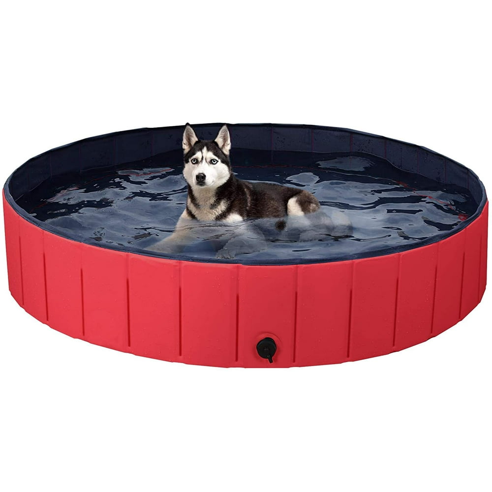 JoyX Red Foldable Hard Plastic Kiddie Baby Dog Pet Bath Swimming Pool