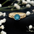 thumbnail image 3 of Rosec Jewels London Blue Topaz Engagement Ring with Diamond - Vintage Style Celtic Knot Ring (7 mm, AAA Grade) - with Jewelry Box, 14K Yellow Gold, US 4.50, 3 of 8