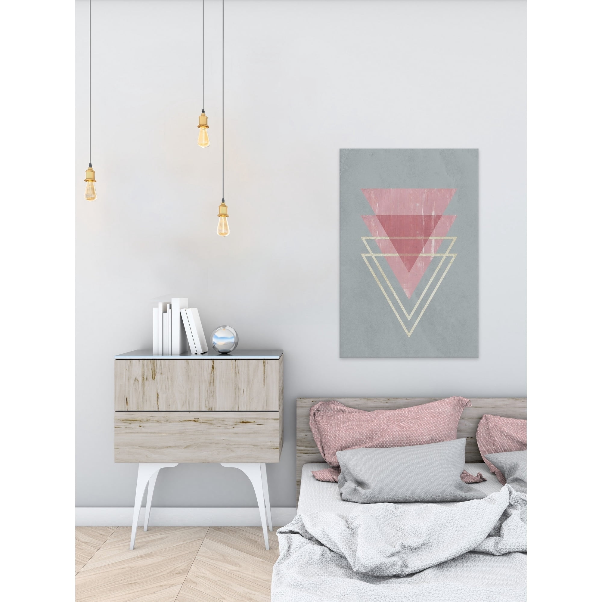 Rose Triangle Floater Framed Painting Print on Canvas