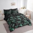 thumbnail image 3 of jejeloiu Chic Butterflies 7-Piece Bedding Comforter Set,Rustic Flower Floral King Bedding Sets,Green Black Bed Sheets For Kids,Luxury Bedroom Decor Reversible, 3 of 8
