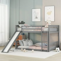 Hassch Modern Full over Full Bunk Bed with Slide and Ladder for Bedroom Living Room, Gray