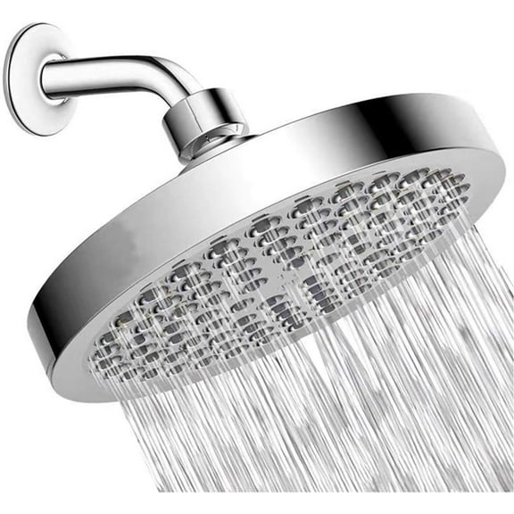 High Pressure Rain Shower Head, 6 Inch Round Fixed Shower with Swivel Ball Adjustable Angle Replacement Showerhead, Chrome Finish, Easy Installation