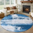 thumbnail image 3 of Abstract Mottled Design Round Area&nbsp;Rug 6ft Retro White Blue Gradient Non-Slip&nbsp;Washable Circle Rugs Soft Felt Indoor Floor Mat for Bedroom Kitchen Living Room Bathroom, 3 of 9