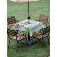 thumbnail image 3 of Easter Outdoor Tablecloth - 54x54 Inch Square Dining Table Cover, Spring Rabbit Botanical Carrots Green Wooden Grain Waterproof Outdoor Table Cloth with Umbrella Hole & Zipper for Picnic/Patio/Party, 3 of 7