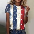 thumbnail image 2 of Cavosen Going out Tops Short Sleeve Crew Neck Dressy Patriotic Tee Red White and Blue Graphic Shirt Summer Basic Tops, 2 of 5