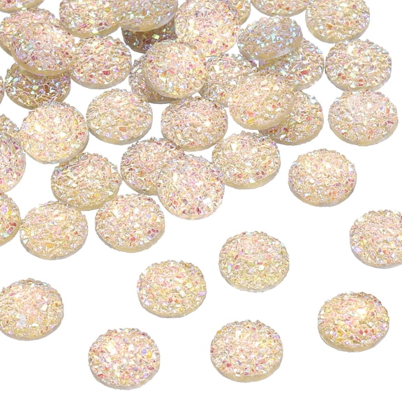 Uxcell 60 Pcs Rhinestone Flat Back Faux Druzy Crystal Diamonds Resin Embellishments Trims Beads for Jewelry Making Crafts, Light Pink