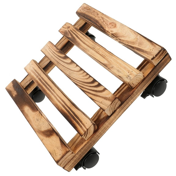 unbranded Solid Wood Flower Pot Stand Wheel Rollers Plant Shelf Balcony Plant Holder Flowerpot Holder Flowerpot Rack