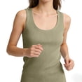 thumbnail image 5 of BILIKEYU Womens U Neck Ribbed Tank Tops, High Neck Sleeveless Ribbed Tank Casual Basic Thick Strap Slim Fitted Workout Going Out Racerback Shirts, Green, 5 of 9