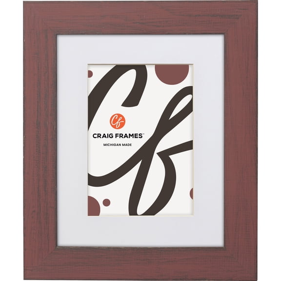 Craig Frames Jasper, 8.5x11 inch Country Faded Red Picture Frame Matted for a 6x9 Photo