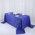 thumbnail image 1 of Mantel rectangular de poliéster azul rey de 228 x 333 cm con estampado geométrico dorado de Efavormart, 1 of 8