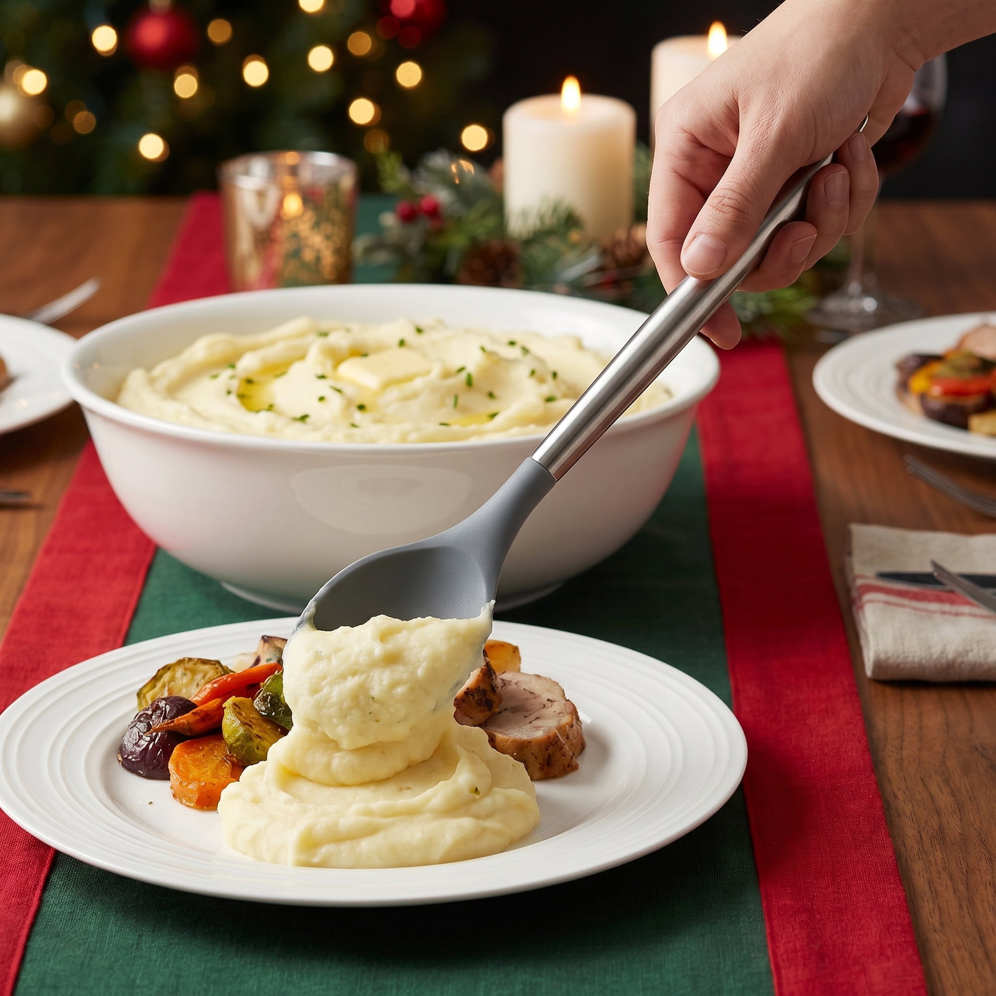 Unique Bargains Durable Non Stick Cookware Heat Resistant Silicone Spoon 13.6" x 2.8"