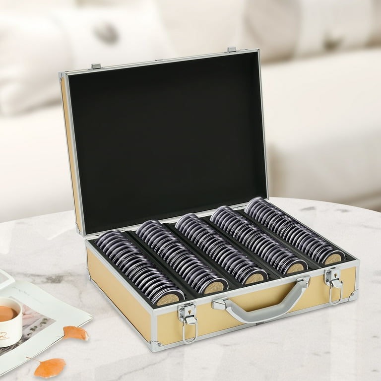 Fichiouy Coin Storage Box 100 Graded Aluminum Coin Slab Case PCGS