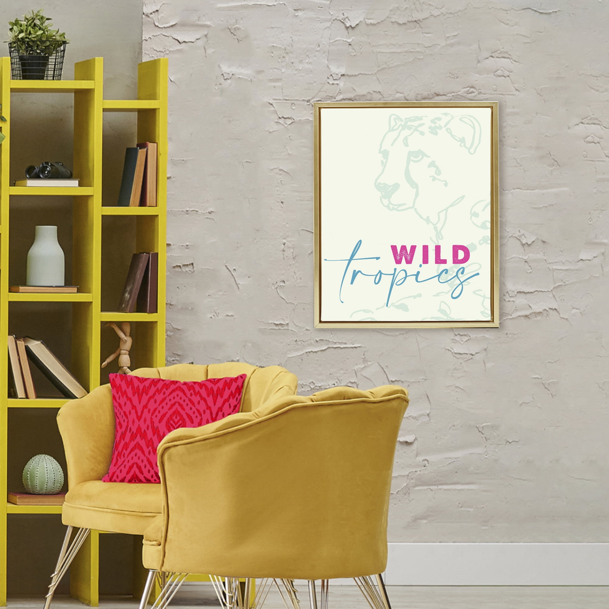 Stupell Industries Wild Tropics Cheetah Gold Framed Floater Canvas Wall Art, design by Lanie Loreth
