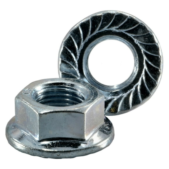 1/2"-20 Zinc Plated Steel Fine Thread Serrated Lock Nuts (6 pcs.)