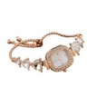 thumbnail image 2 of Women Rhinestone Bracelet Watch Small Square Dial Analog Quartz Wrist Watch Love Heart Chain Ladies Dress Watch with Adjustable Strap, 2 of 8