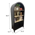 thumbnail image 2 of HIUU Black Arched Bookcase,Wooden 3 Tier Bookshelf,Rounded Black Bookshelf,Arched Kitchen Pantry Cabinet,Tall Display Cabinet for Living Room,Dining Room, 2 of 9
