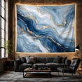 thumbnail image 6 of Flowing Blue and Gold Marble Texture on Cream Background, Serene Abstract for Art Lovers, Swirling Stone Decor, Housewarming Gift, Tapestry Wall Hanging for Bedroom and Living Room, 6 of 7