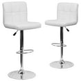 thumbnail image 1 of 2 Pk. Contemporary White Quilted Vinyl Adjustable Height Barstool with Chrome Base, 1 of 8