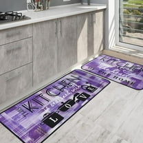 Purple Abstract Kitchen Mats for Floor Set of 2, Floor Mat Carpet Runner Area Rug Washable, Purple Home Kitchen Decor and Accessories Stuff, 17x30 and 17x47 Inch