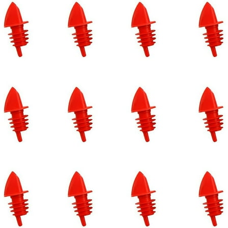 Free-Flow Liquor Bottle Pourers - Set of 12: Red