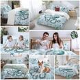 thumbnail image 5 of Teal Octopus Duvet Cover Set Queen Size, Summer Shell Coral 4 Piece Soft Microfiber Bedding Set with 1 Duvet Cover, 1 Flat Sheet, 2 Pillowcases, 5 of 9