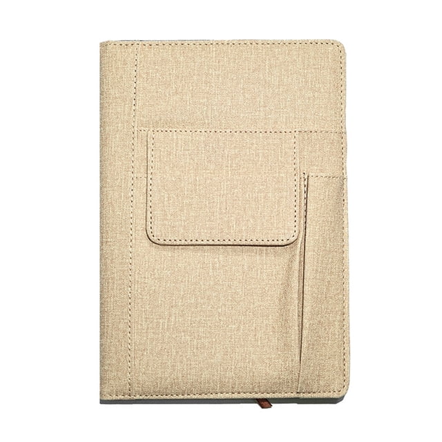 Hioecau Lined Journal Notebook for Men Women Fabric Cover A5 Size Notebook 200 Pages Thick Paper Journal with Pockets for Work Note Taking Writing