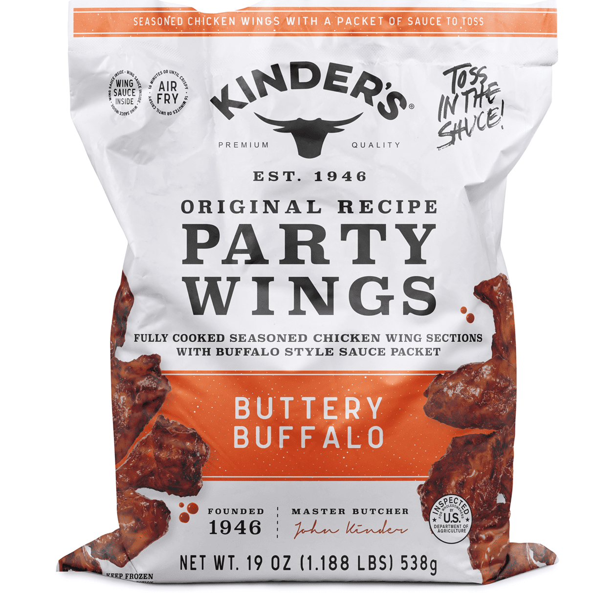 Kinder's Buttery Buffalo Frozen Chicken Wings, 19 oz Bag