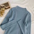 thumbnail image 1 of Jersey de cuello alto suave para mujer, suéter básico informal ajustado, elástico, Top de punto acanalado suave, otoño e invierno, 2024, 1 of 5