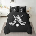 thumbnail image 2 of Homewish Kids Teens Ice Hockey Twin Bedding Sets 7-Piece for Boys Girls, Black Gray Monogrammed Bedding Comforter Set, Sports Theme Sheet Sets, Soft Home Decor, 2 of 8