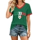 thumbnail image 2 of Women's Football Graphic T-Shirt, Women's V-Neck Short Sleeve Letter Print T-Shirt, Fashion Casual Top for Daily Wear for Soccer Tournament 2026 Green Size: M, 2 of 5