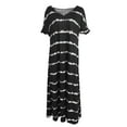 thumbnail image 4 of yunLCZ Women Shirts Summer V Neck Sleeve Striped Printed Long Dress Plus Size Casual Dress Women's Cap Sleeve Tank Tops Black L, 4 of 4